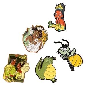 Princess & the Frog 5-piece Enamel Lapel Brooch Pin set Tiana Disney Movie